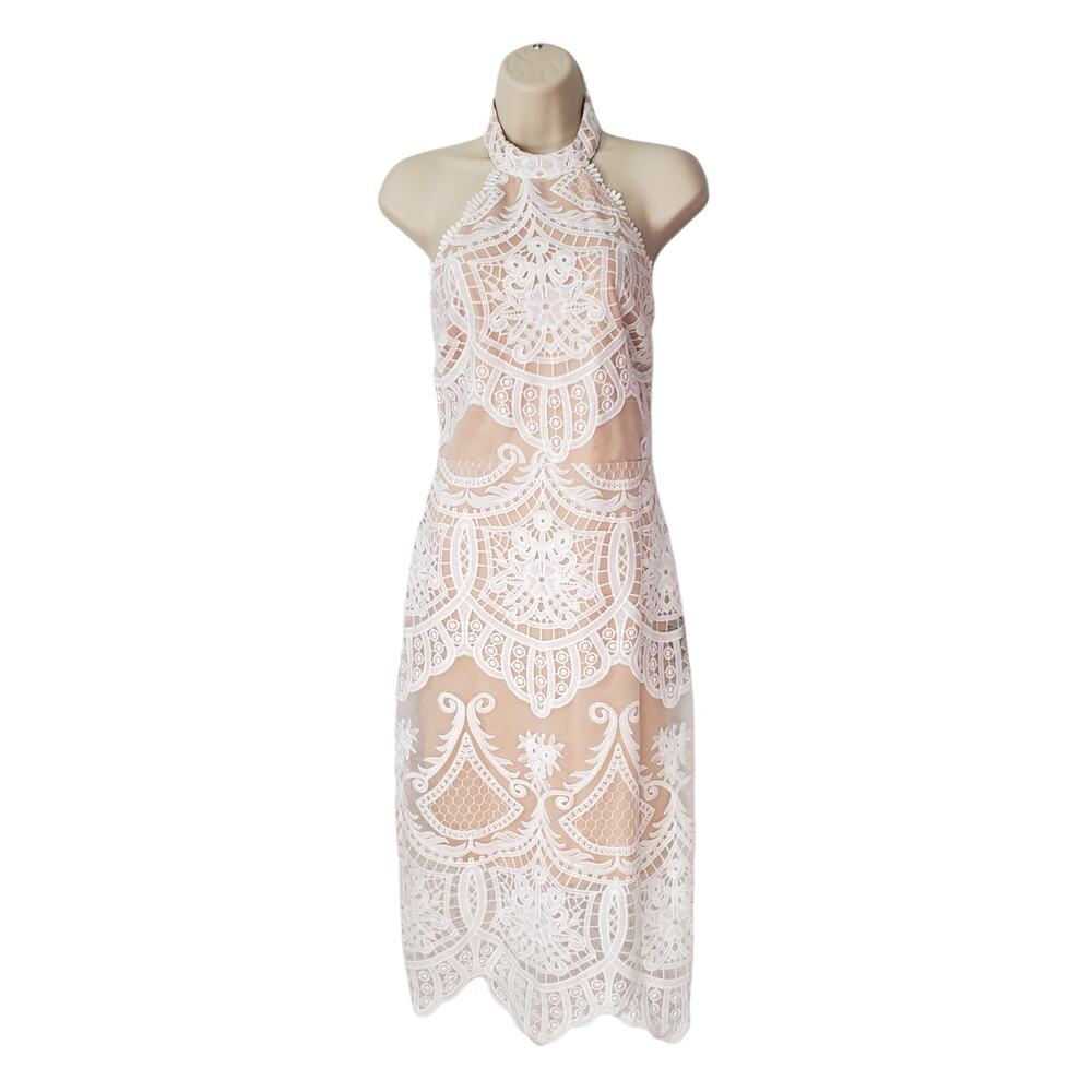 Lulu's White Lace Midi Dress